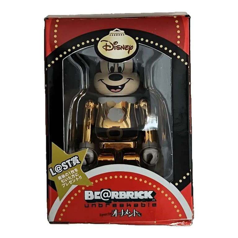 Bearbrick Happy Kuji 'Disney Special Ornament' (2011) - L@ST Mickey Mouse Golden Santa Version 100% in der Verpackung