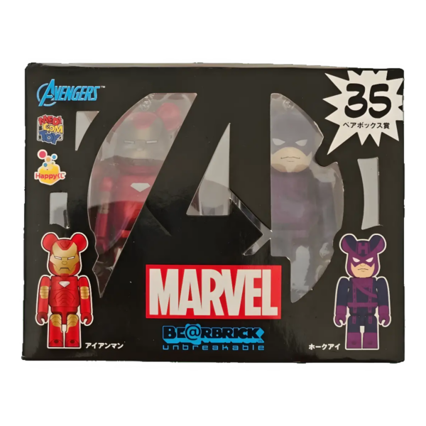 Bearbrick Happy Kuji 'MARVEL' (2012) - 35 Iron Man % Hawkeye 100% in der Verpackung