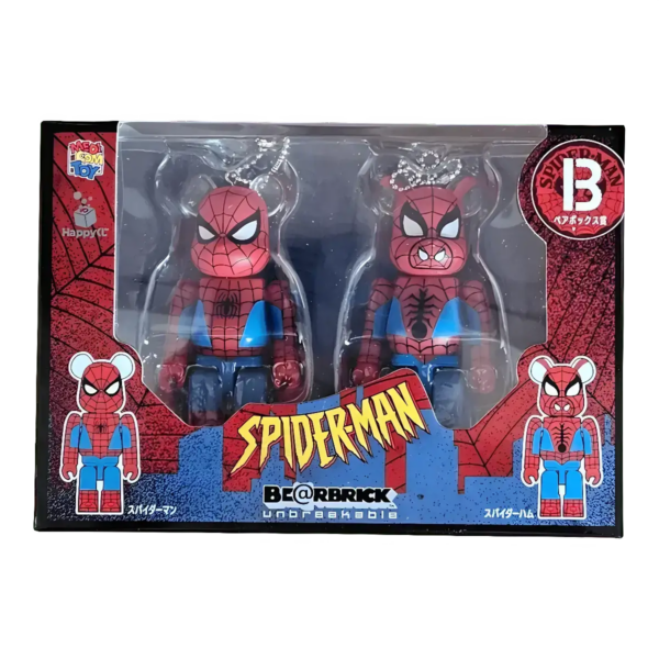 Bearbrick Happy Kuji 'Spider-Man' (2022) - B Spider-Man & Spider-Ham 100% in der Verpackung