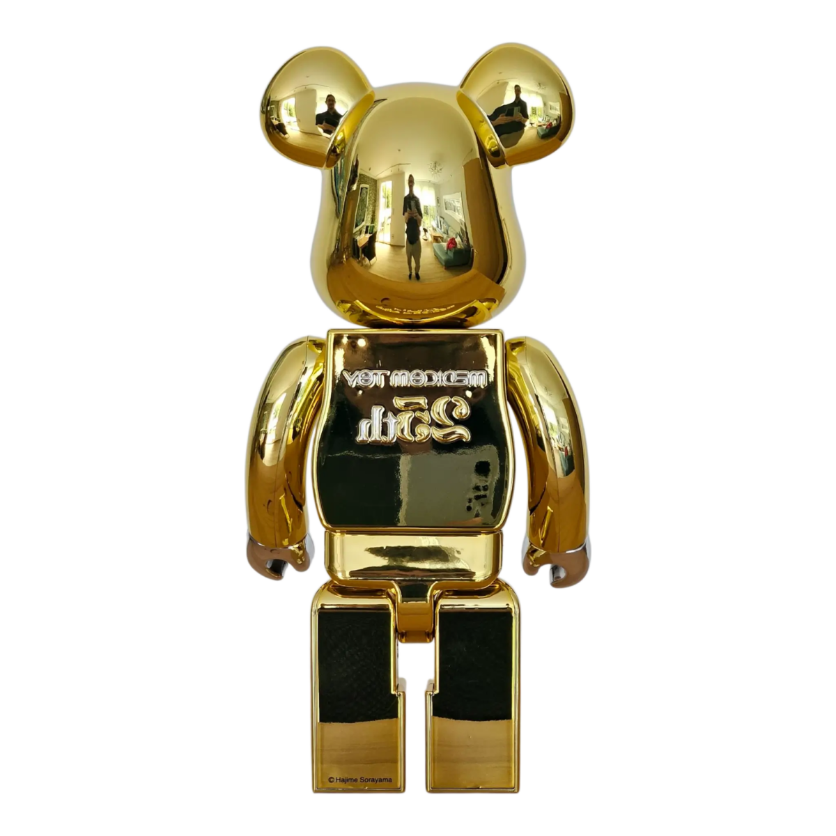 Bearbrick Medicom Toy 25th Anniversary Model Gold Chrome 100%+400% Rückseite