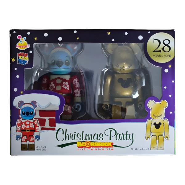 Bearbrick Happy Kuji 'Disney Christmas Party' (2012) - 28 Stitch Santa Version & Gold Metallic 100% in der Verpackung