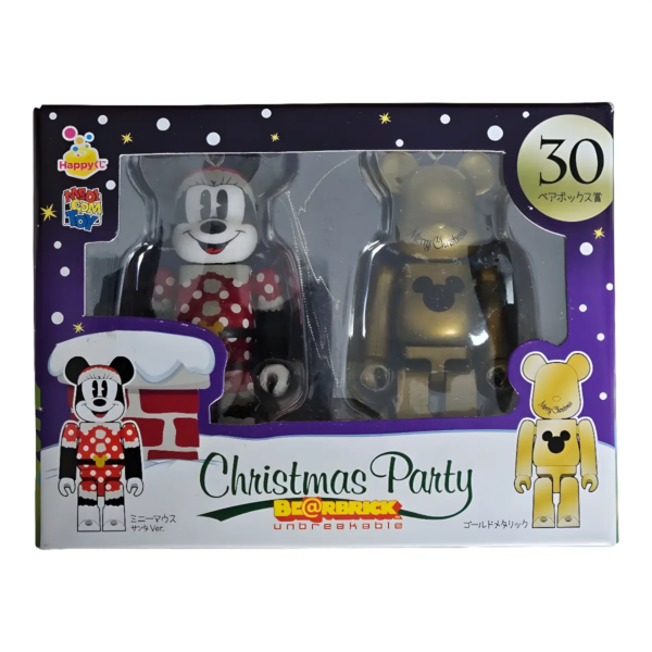 Bearbrick Happy Kuji 'Disney Christmas Party' (2012) - 30 Minnie Mouse Santa Version & Gold Metallic 100% in der Verpackung