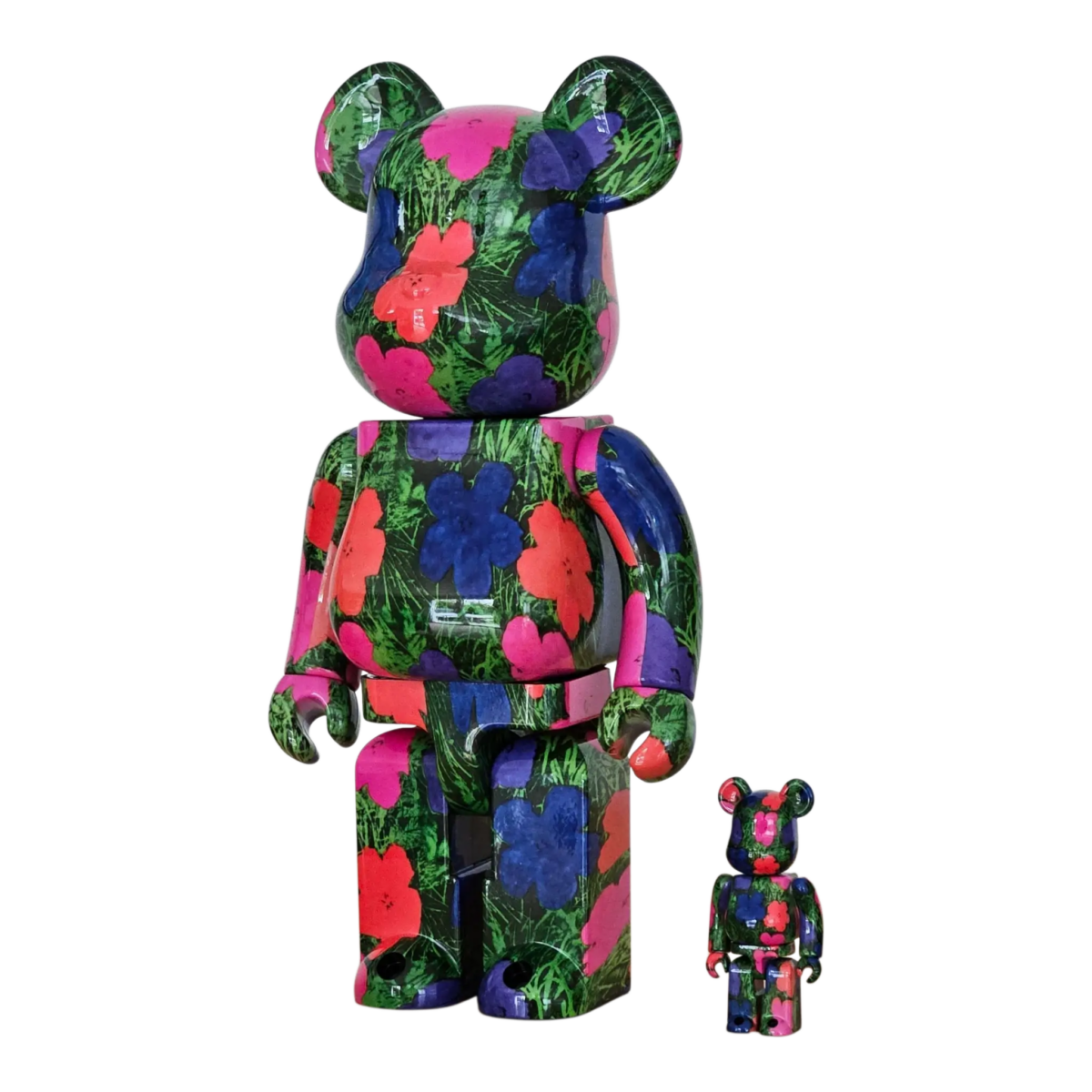 Bearbrick Andy Warhol "Flowers" 100%+400% schräg