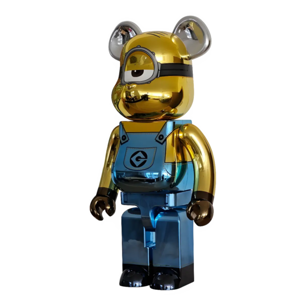 Bearbrick Stuart Chrome Version [Minions - The Rise of Gru] 1000% schräg