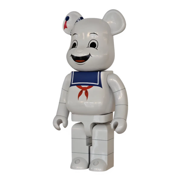 Bearbrick Stay Puft Marshmallow Man White Chrome Version 1000% schräg