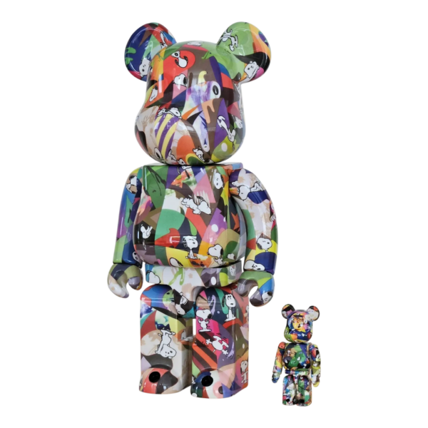 Bearbrick Tomokazu Matsuyama × PEANUTS 100%+400% schräg