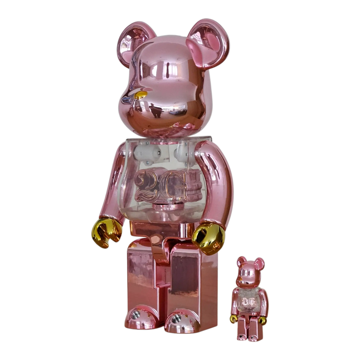 Bearbrick 2G Pink Gold Chrome 100%+400% schräg