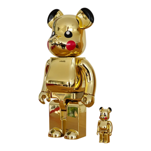 Bearbrick Pikachu Gold Chrome Version 100%+400% schräg