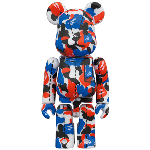 Bearbrick BAPE Camo 28th Anniversary #2 Blue/Red/Black 100% Herstellerbild 1
