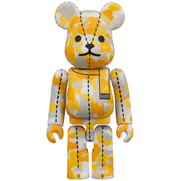 Bearbrick BAPE Camo 28th Anniversary #2 Yellow/Orange/Grey 100% Herstellerbild 1