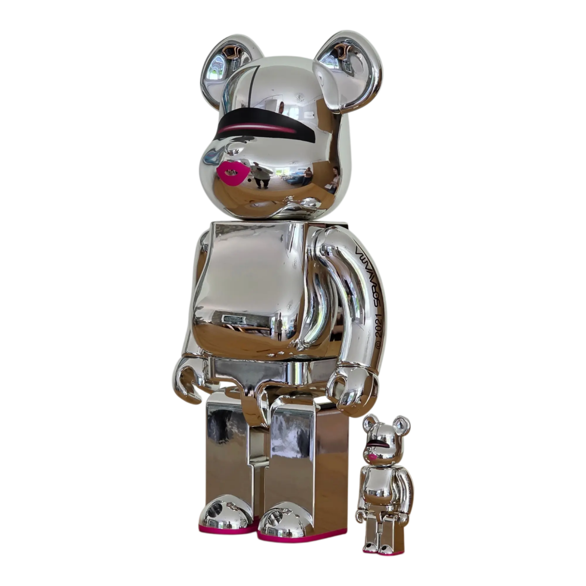 Bearbrick Sorayama × 2G Silver Version 100%+400% schräg