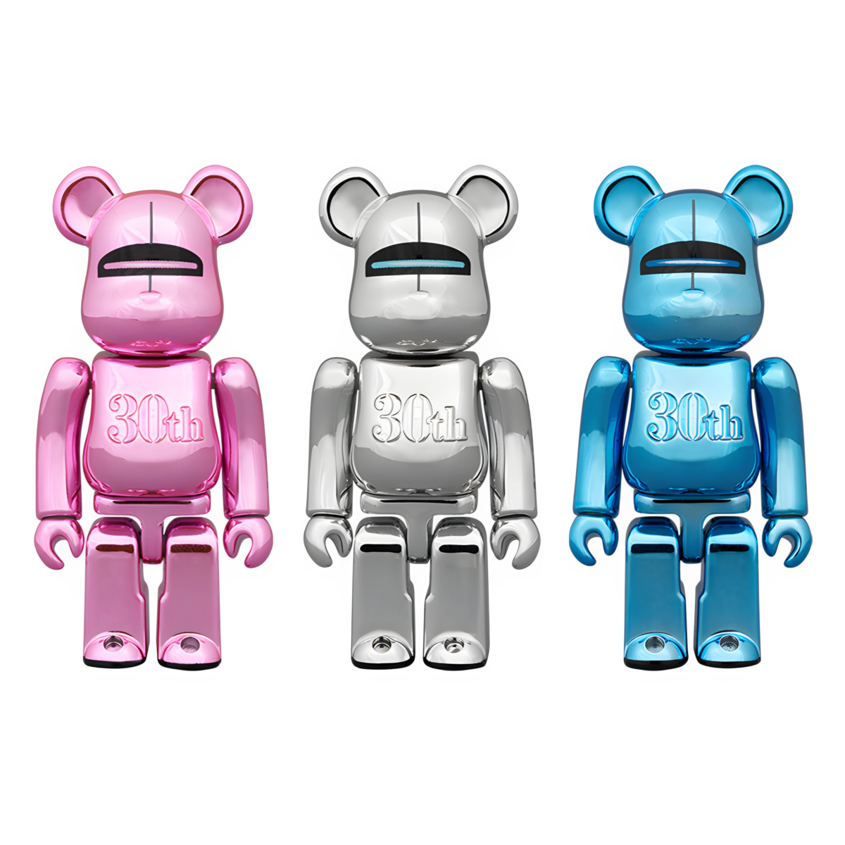 Bearbrick Hajime Sorayama Medicom Toy 30th Anniversary 3er-Set 100% Herstellerbild 1