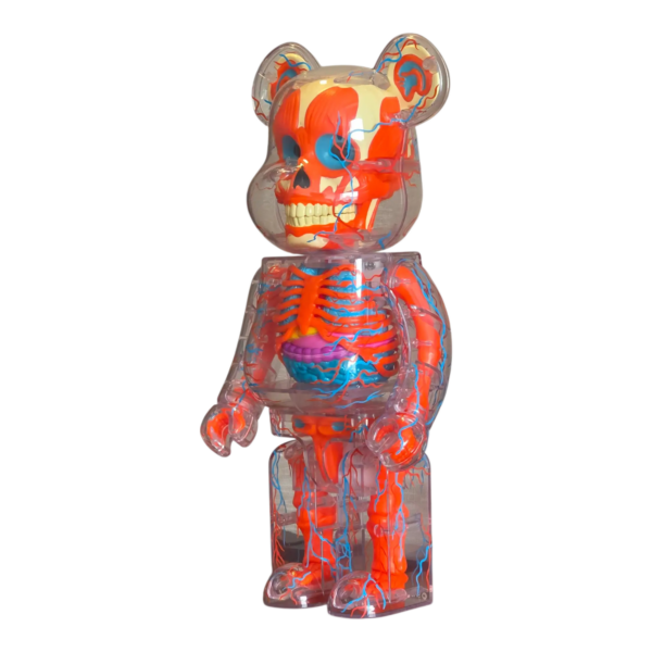 Bearbrick Shelterbank "The Human Bear Orange Variant Version" 400% schräg